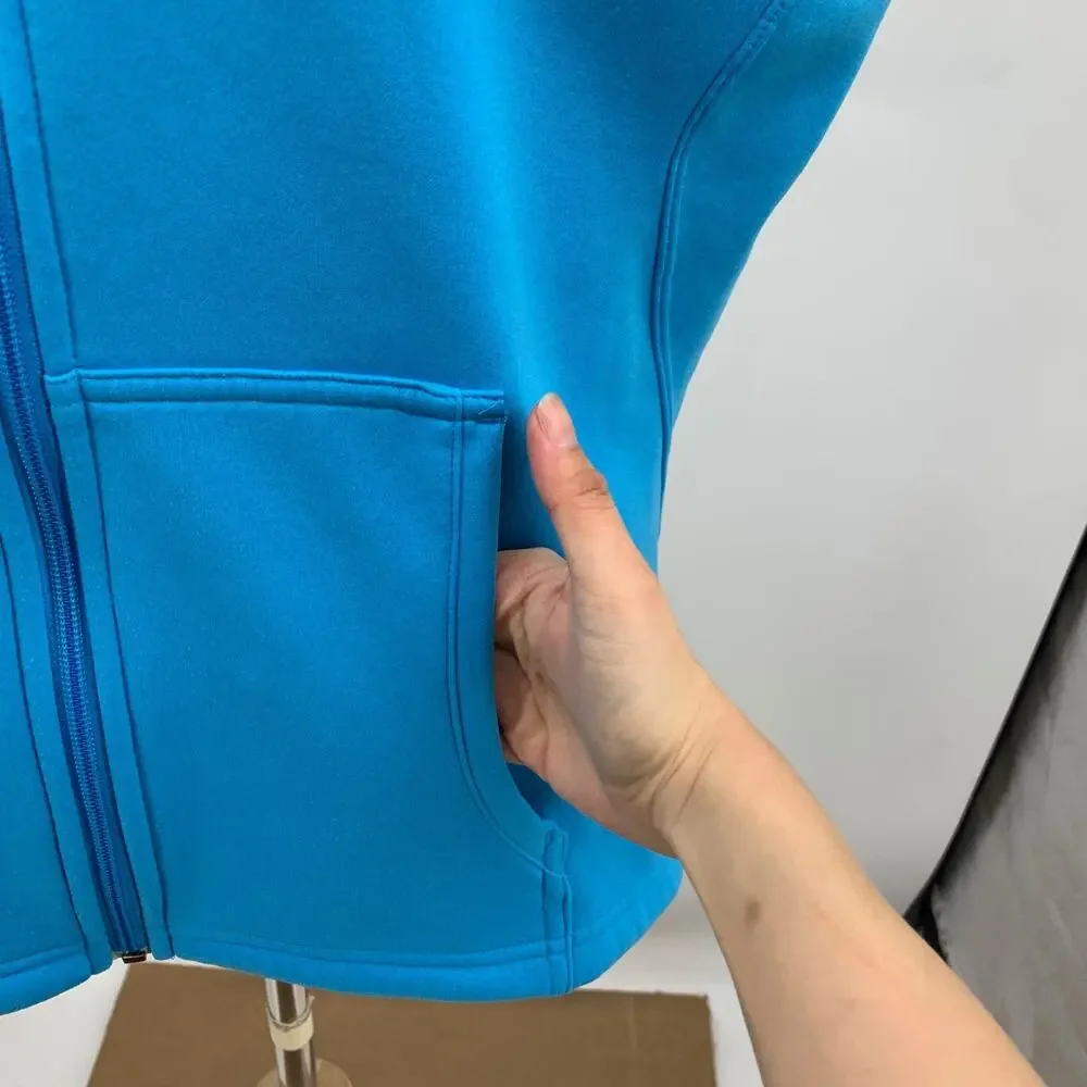 Nike Vest Womens XL Peacock Therma Fit Fleece Lined Full Zip Pocket Hidden Hood